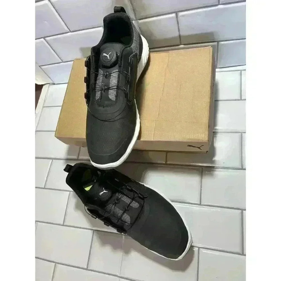 Puma Ignite Pwrcage Jrs Golf Shoes Black And Silver Waterproof 7C Juniors - Picture 4 of 14